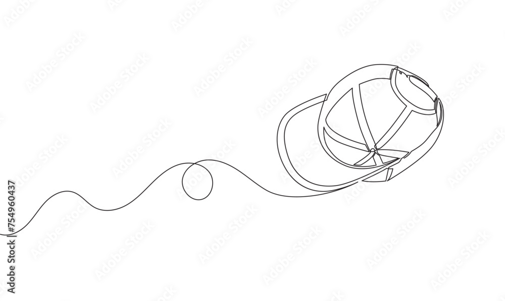 continuous single line drawing of reverse hat, line art isolated vector illustration continuous single line drawing of reverse hat, line art isolated vector illustration