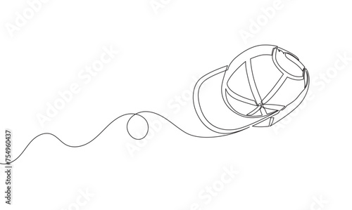 continuous single line drawing of reverse hat, line art isolated vector illustration