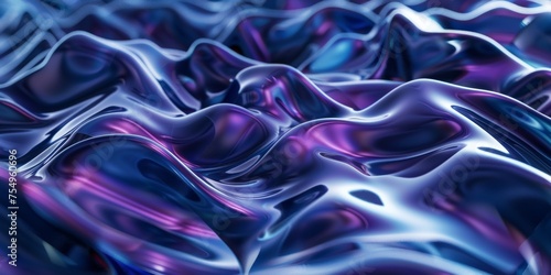 A blue and purple wave of fabric with a shiny, metallic sheen