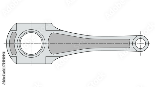 Reciprocating compressor drawing showing an API-618 industrial connecting rod