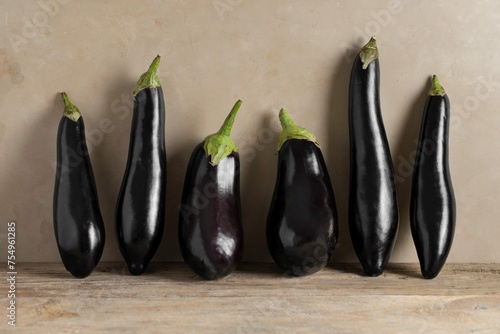 View Eggplants Against Wall