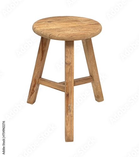 Принти на полотні Old wooden stool three legs isolated