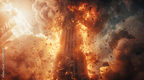 Explosion to demolish tall building 