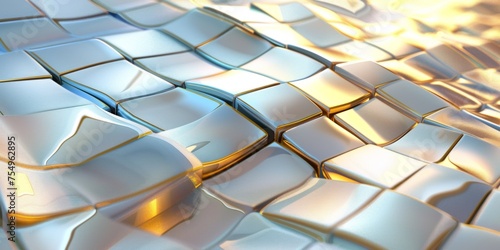 A close up of a silver surface with a pattern of squares