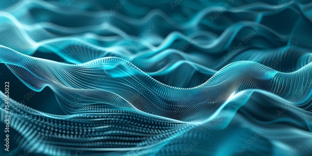 Obraz premium A blue wave with a lot of dots in it