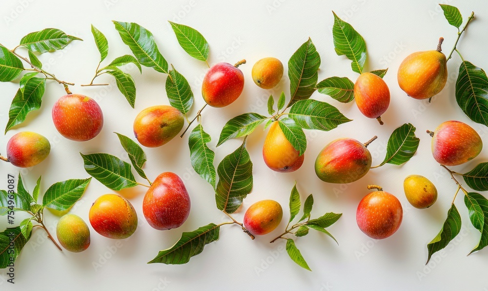 Beautiful fresh ripe Mangoes on a branch, closeup Beautiful fresh ripe Mangoes on a branch, closeup