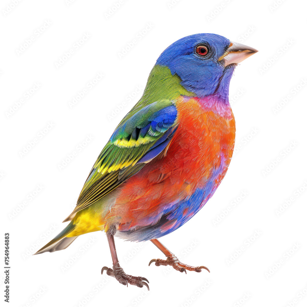 painted bunting bird on isolated transparent background