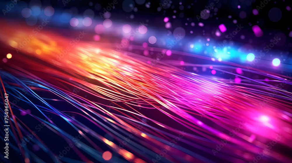Abstract neon background glowing dynamic lines, fiber optics colorful Abstract neon background glowing dynamic lines, fiber optics colorful