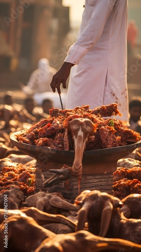 Sacred sacrifice sheep. Eid al adha mubarak background photo