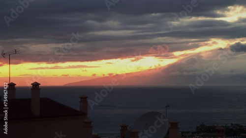 Sunset silhouettes of houses