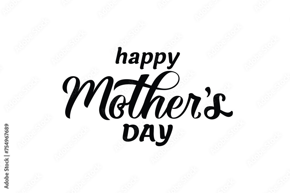 happy mother's day text art with beautifull lettering for greeting card, banner, etc.