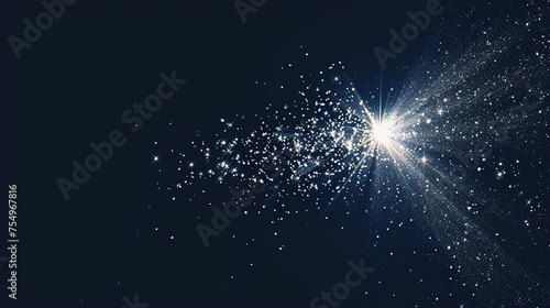 light sparkle flare , bokeh, festive event party rays of silver gold white lights from a star on dark background