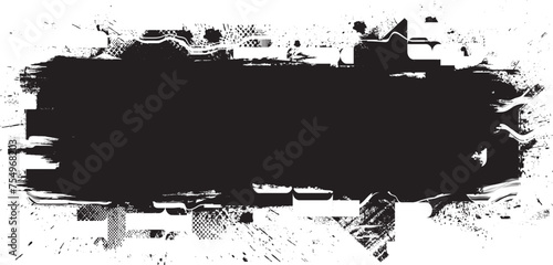 Glitch distorted grange shape . Noise grungy logo . Trendy defect error shapes . Glitched frame .Grunge textured . Distressed effect .Vector shapes