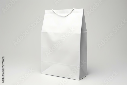 Branded Paper bag of fast food photo. Shop pack fries. Generate Ai