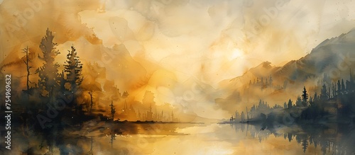 Wander in Wonder Watercolor Artistry with Soft Textures and Gentle Washes Echoing JMW Turner photo
