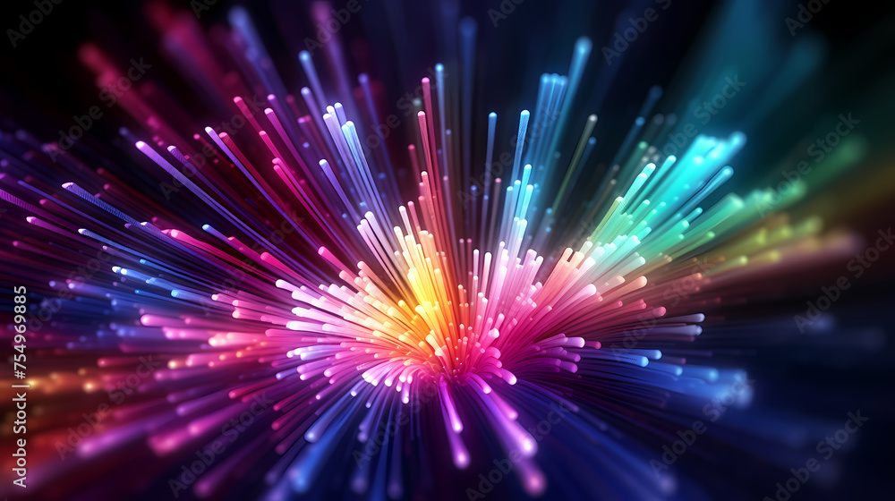 Obraz premium Colorful abstract background representing fiber optics and communication over the internet concept