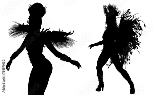 samba, baile, brasil, danza, carnaval, silueta, color, vector, pegatina, plumas, traje, ilustracion, angel, diablo	
