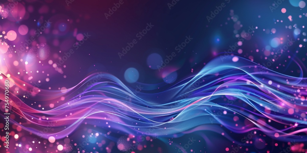 Fototapeta premium A purple and blue wave with a lot of sparkles - stock background.