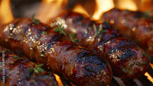 Grilled pork sausage close-up
