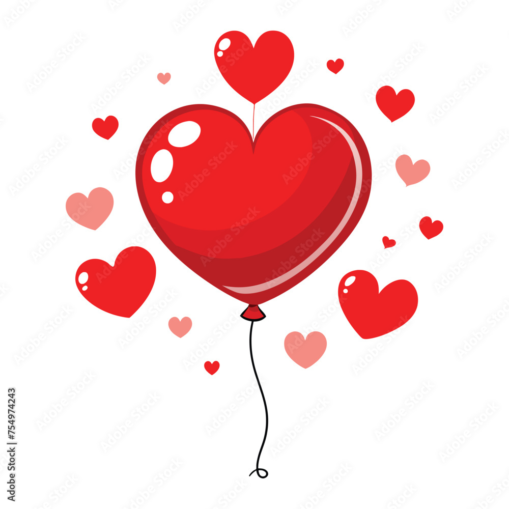 Red heart shape balloons in vector