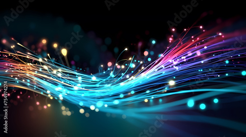 Colorful abstract background representing fiber optics and communication over the internet concept