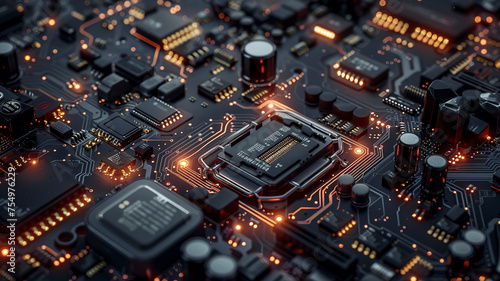 close up of a electronic circuit board, close up of a computer board, technical background