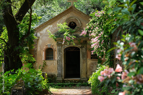 Old chapel inside a italian villa s garden