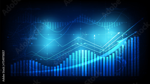 Stock market investment trading graph in graphic concept suitable for financial investment or Economic trends business idea on blue background. Vector illustration design.	
