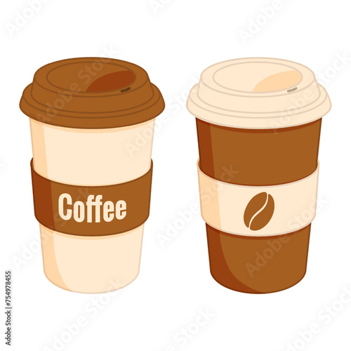 Delicious coffee paper cup. Drink vector illustration design