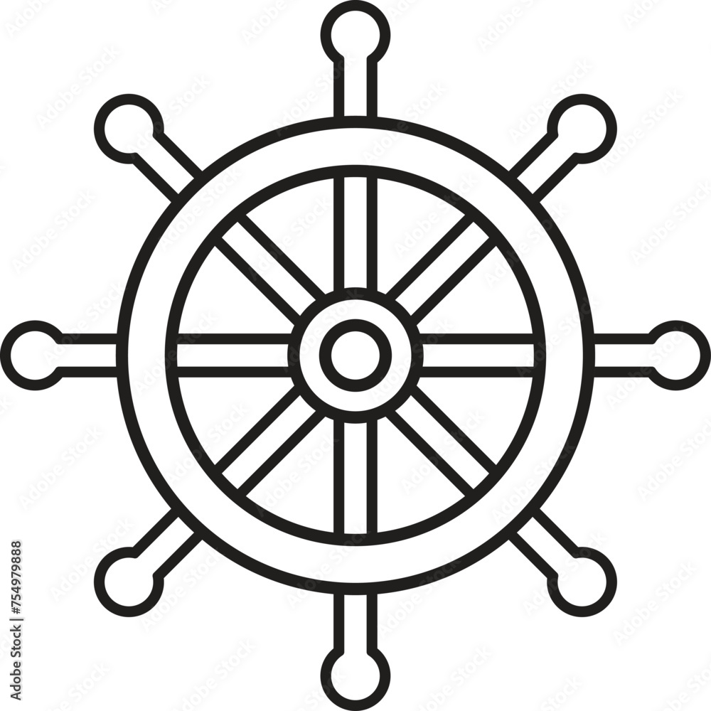 Ship steering wheel set. Boat steering wheels. Vector