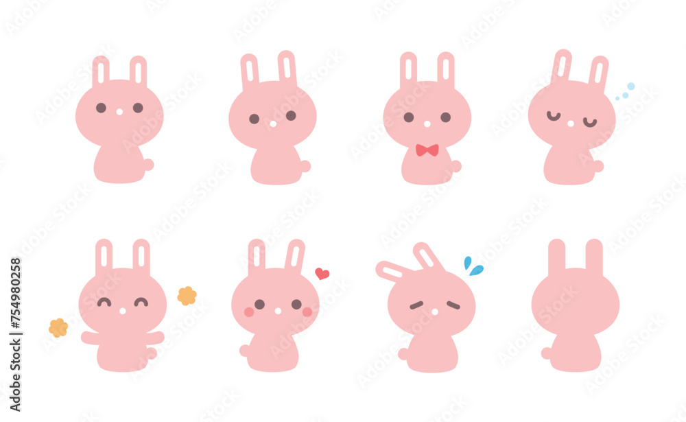 かわいいうさぎのイラスト素材セット かわいいうさぎのイラスト素材セット