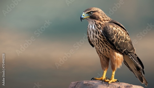  a bird sitting on top of a rock next to a body of water with a cloudy sky in the background.