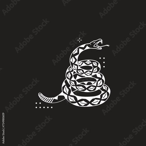 Vector snake set of mystical magic objects- moon, eyes, constellations, sun and stars. Spiritual occultism symbols, esoteric objects.