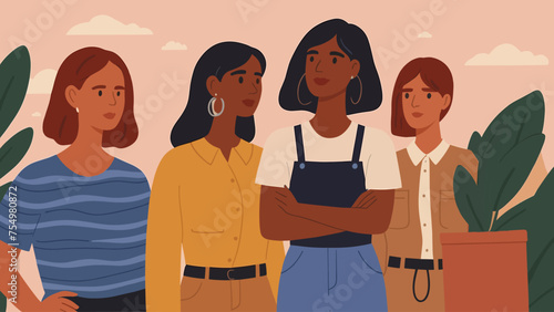 young female business woman. female students. female leaders of the future. Generative AI Illustration.