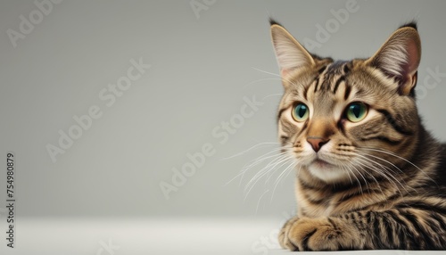  a close up of a cat laying on a table with a white wall in the background and a gray wall in the background.