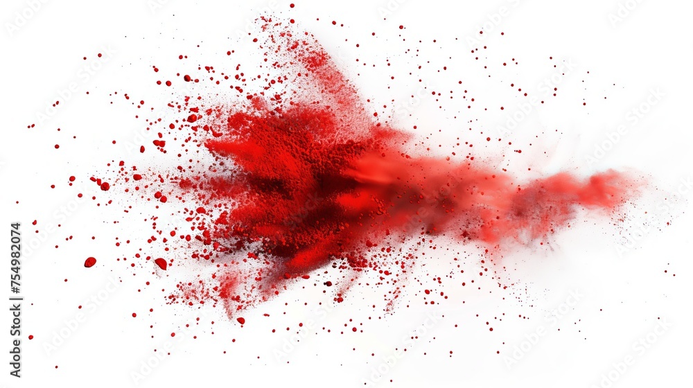 Paprika or chilli spice splatters, paint clouds design elements isolated on white background. Realistic 3D effect with realistic 3D particles.
