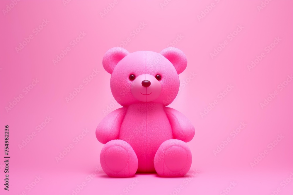 Obraz premium Adorable Pink bear toy animal. Fashion party. Generate Ai