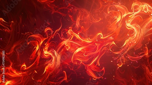 Vivid Red and Orange Abstract Smoke Design - Abstract smoke flows in red and orange, creating a surreal, vibrant image that signifies energy and transformation