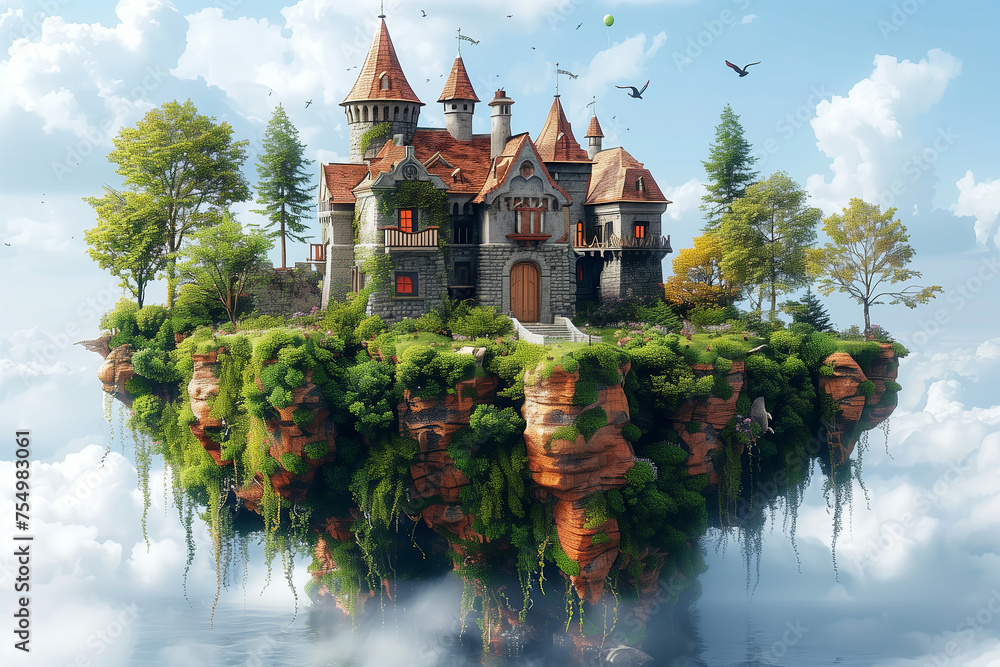 Enchanted Fairytale Castle - obrazy, fototapety, plakaty 