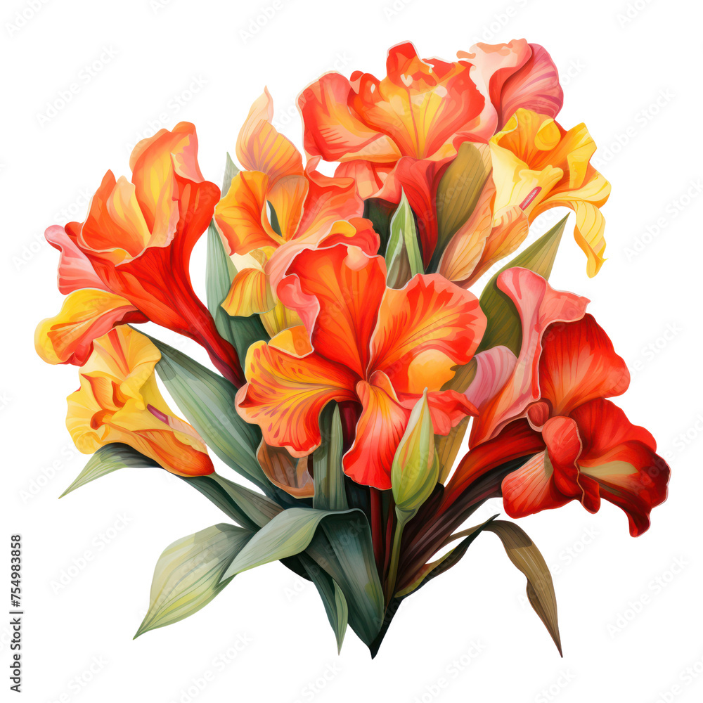 Canna Lily bouquet, bunch isolated on transparent png. Canna Lily bouquet, bunch isolated on transparent png.