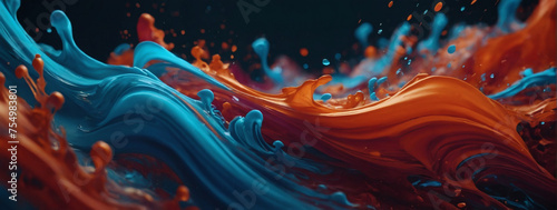 Lively color flow with vivid cerulean and vermilion hues.