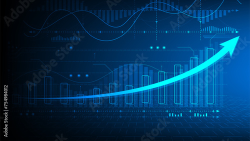 Stock market investment trading graph in graphic concept suitable for financial investment or Economic trends business idea on blue background. Vector illustration design.	
