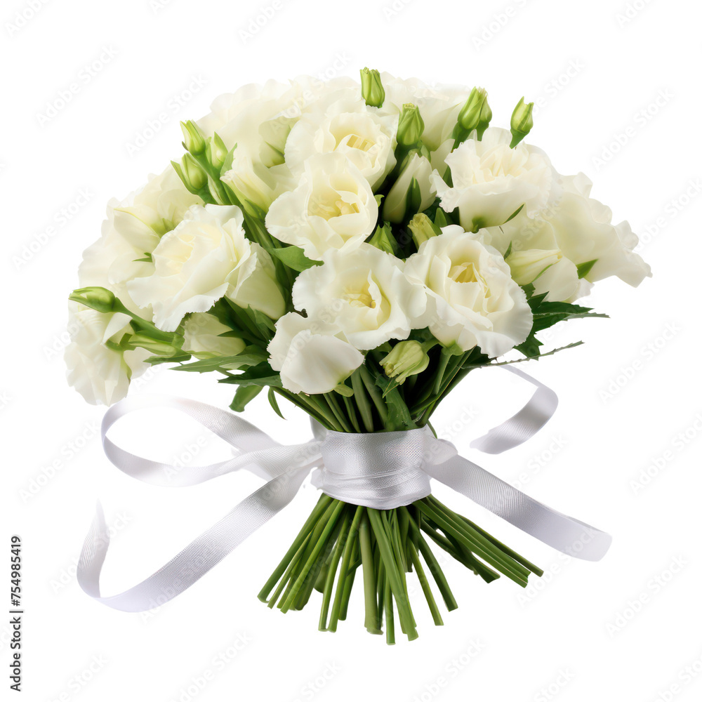 Fototapeta premium Lisianthus bouquet, bunch isolated on transparent png.