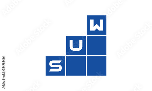 SUW initial letter financial logo design vector template. economics, growth, meter, range, profit, loan, graph, finance, benefits, economic, increase, arrow up, grade, grew up, topper, company, scale photo