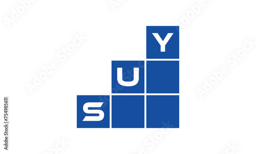 SUY initial letter financial logo design vector template. economics, growth, meter, range, profit, loan, graph, finance, benefits, economic, increase, arrow up, grade, grew up, topper, company, scale photo