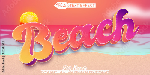 Colorful Sunset Beach Party Vector Editable Text Effect Template