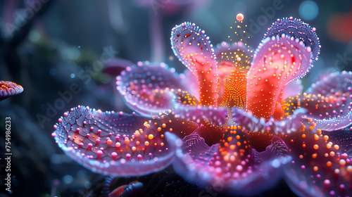 Fleur hyper-surréaliste Lumineuse en 3D photo