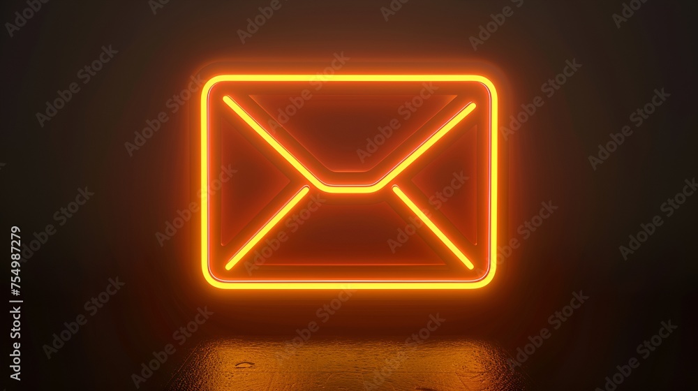 Neon messages icon isolated on a black background Neon messages icon isolated on a black background
