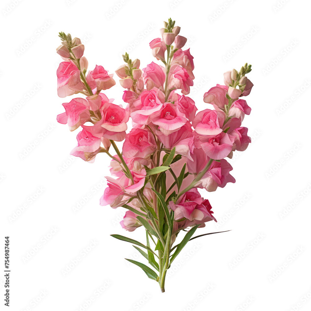  Snapdragon bouquet, bunch isolated on transparent png.