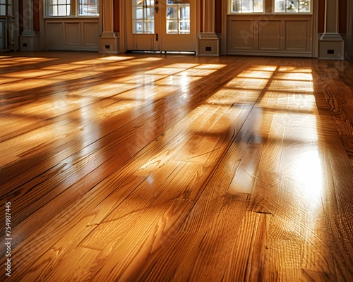 Gleaming Wooden Floor in Sunlight